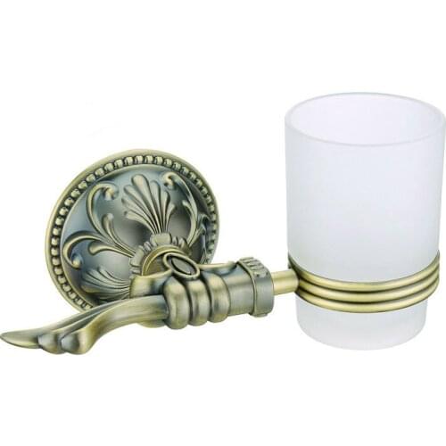 Single Tumbler Holder,Toothbrush Cup Holder, Antique Bronze finish glasss cup,Bathroom Accessories AB001b