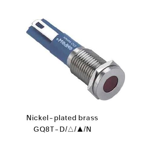 ONPOW 8mm Flat Dot illuminated Nickel plated brass Signal lamp, indicator lamp, indicator light (GQ8T-D/R/6V/N) CE,RoHS