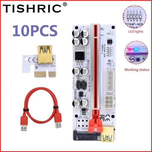 10PCS TISHRIC Graphics GPU Riser Card Adapter PCI-E 16X Riser 010X Video Card PCI Express x16 SATA Riser Bitcoin Mining Extender