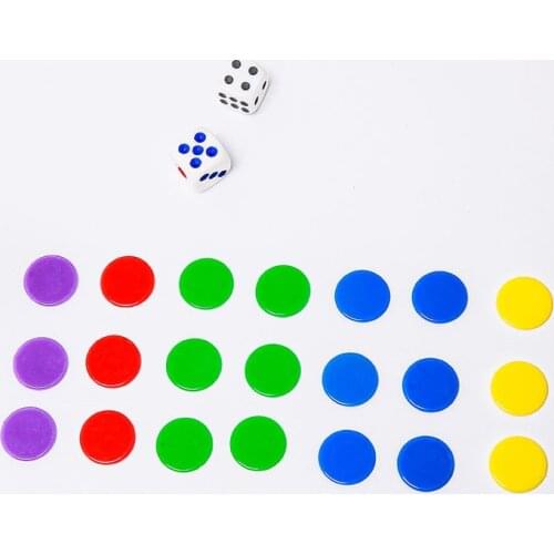 100Pcs/set 15mm Plastic Chips, Solid Color Chips, Game Coins, Bingo Accessories, Teaching Plastic Coins