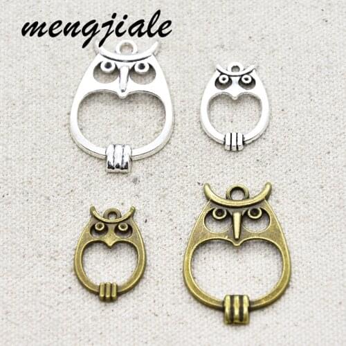 18pcs Wholesale Two Color Hollow Owl Charms Alloy Metal Pendants For DIY Handmade Jewelry Accessories Making 23*16mm
