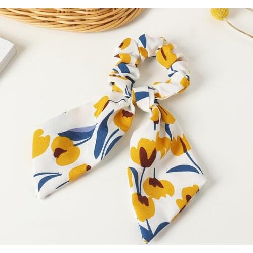 Floral Print Scrunchies Hair Scarf Bohemia Women Hair Bands Streamers Hair Rope Ties Holder Ponytail Hair Accessories