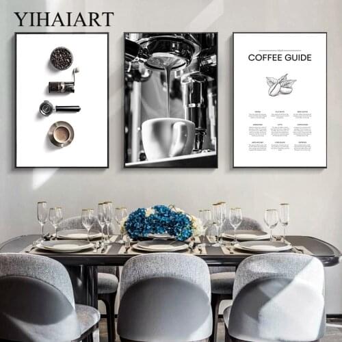 Coffee Guide Canvas Wall Print Black White Dining Room Art Painting Drink Food Poster Simplicity Picture Modern Kitchen Decor