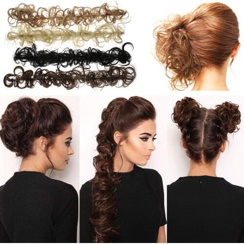 Scrunchie Messy Hair Bun Chignon Elastic Band Extension Fake Synthetic Hairpiece Curly Tail Bundle Ponytail Updo Accessories