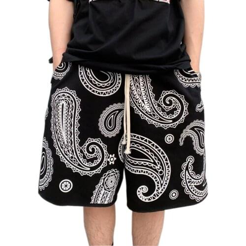 Cashew Flower Shorts Men Retro Bandana American Hip-Hop Streetwear Floral Straight Loose Beach Male Shorts 2021 Summer