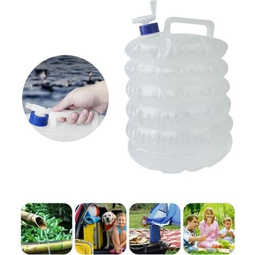 15L Outdoor Folding Portable Water Bucket With Faucet Car Water Storage Pail Emergency Water Tub Car Camping Plastic PE Kettle