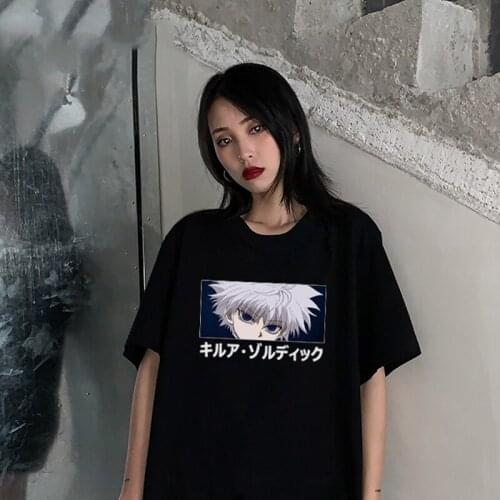 Funny Hunter X Hunter Killua Zoldyck Eye T Shirt Female Harajuku Gothic Tees Fashion Anime Manga Cartoon Loose T-shirt Women