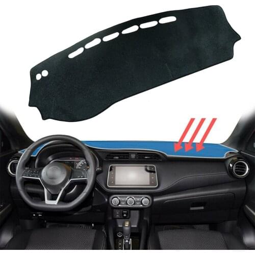 Sun Shade Dashboard Cover Dash Mat Pad Dashmat Polyester Black Fit For Nissan Kicks 2016 2017 2018 2019