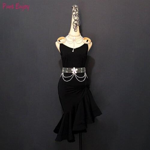 Custom Made Latin Dance Dress Competition Clothes Sexy sleeveless Dresses Women Girls Latin Dance Performance Costume