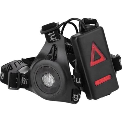 Night Running Light, USB Rechargeable LED Chest Spotlight with Safety Warning Lamp, Waterproof Running Gear for Outdoor, Hiking