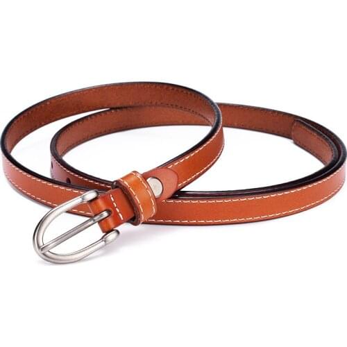 2021 Genuine Leather Thin Belts For Women Style Belt tan black plain color BL326