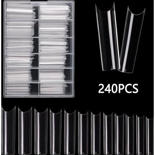 XL Extra Long Square False Nail Tips C Curved Straight Nails Manicure Nail Art Decoration Tools Artificial French Fake Nails