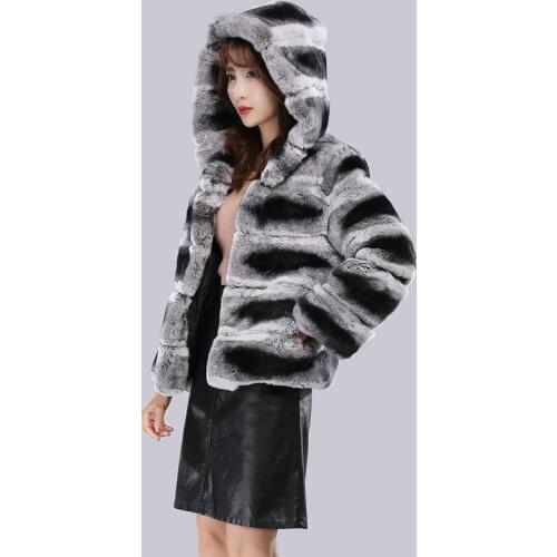 Womens New Real Rabbit Fur Belted Hat Jacket Natural Rex Rabbit Fur Jacket Short Lapel Rabbit Fur Fur Plus Hat Jacket Leather G