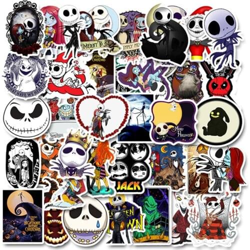 10/30/50PCS Halloween Horror Night Cartoon Graffiti Motorcycle Water Cup Refrigerator Car Tablet Sticker Decoration Wholesale