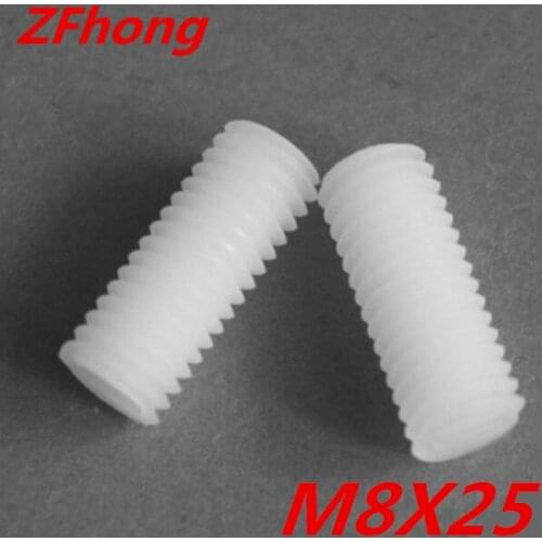 100pcs M8*25 M8 X 25 slotted nylon set screw With Flat Point