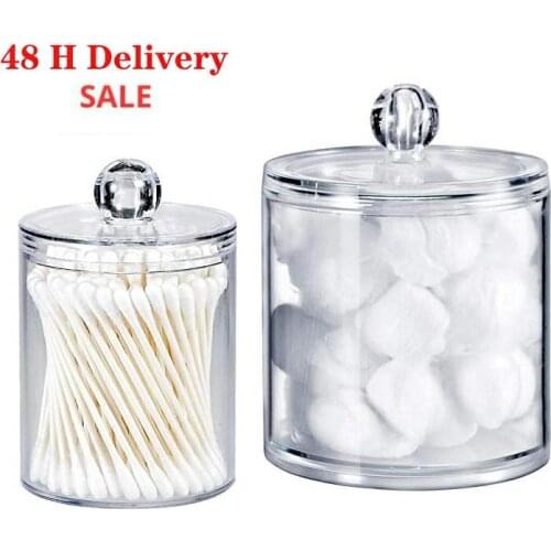 2PCS Storage Box Cosmetic Organizer Bathroom Accessories Cotton Swab Cotton Ball Bath Salt Storage Box Acrylic Jar High Quality