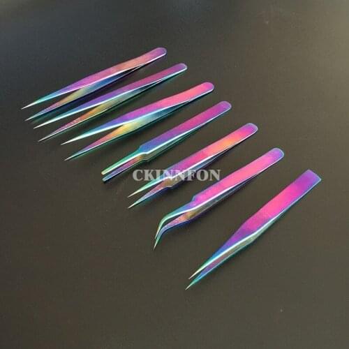 500Pcs/Lot Stainless Steel Curved Straight Eyebrow Tweezers Eyelash Curler Clip Plucking Nail Art Colorful Tool New