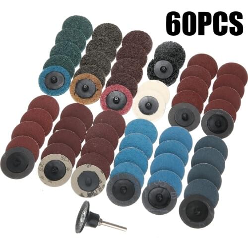 60Pcs Abrasive Pads 2 inch/50mm Roll Lock Sanding Disc High Quality Sanding Discs Pad Metal Motorcycle Polishing Sandpaper