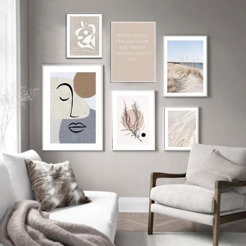 Abstract Posters Prints Seaside Poster Wall Art Canvas Painting Nordic Style Wall Pictures For Living Room Home Decor No Frame