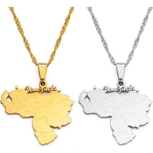 Anniyo New Item Venezuela Map Pendant Necklaces Silver Color/Gold Jewelry Venezuelan Jewellery #135721