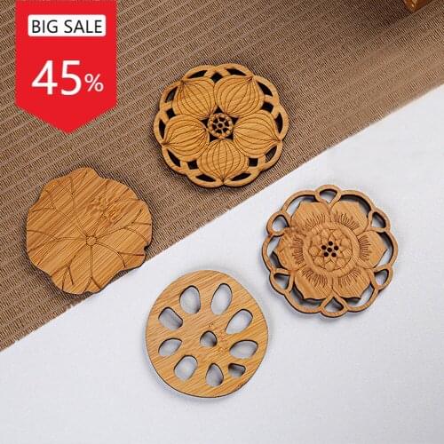 Bamboo Tea Coaster Tea Table Anti-Scald Mat Dining Table Potholder Tea Set Accessories Coasters Home Decoration Kitchen Accessor