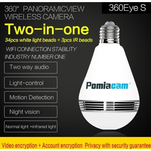 3MP 1.3MP Wireless IP Camera Bulb Light 360 Degree FishEye 3D VR Mini Panoramic Home CCTV Security IP Camera Baby Monitor EC29