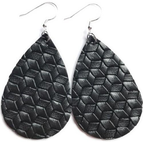 PU Leather Big Earrings for Women Fashion Jewelry Multicolor Weaving Water Drop Earrings