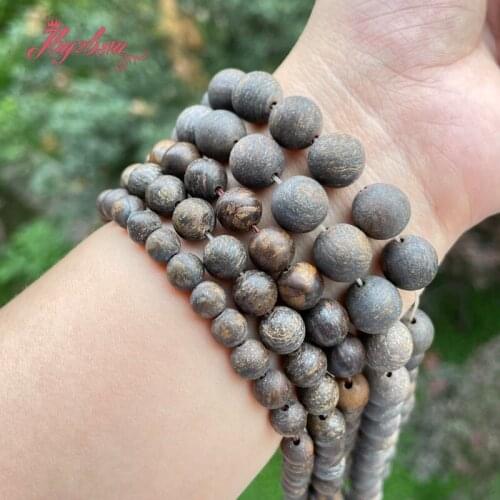 6/8/10/12MM Natural Brown Bronzite Frosted Round Beads Loose Stone Beads For DIY Necklace Bracelet Jewelry Making Strand 15"