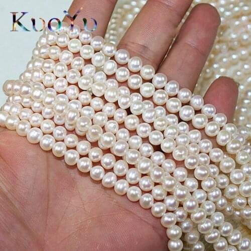 AA+ Natural Freshwater White Pearl High quality Round Loose Beads 15" 6-10mm For Jewelry Making DIY Bracelets Necklace wholesale