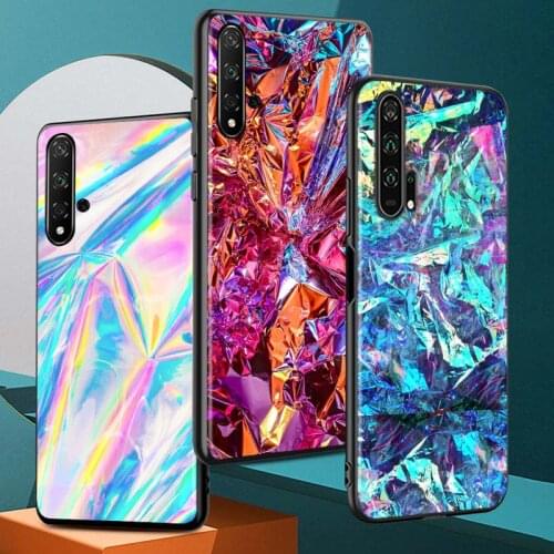 Glitter Iridescent Color for Huawei Honor 30 20S 20 10i 9S 9A 9C 9X 8X 10 9 Lite 8A 7C 7A Pro Phone Case Black Cover