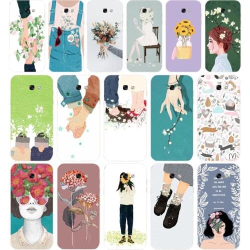 84AA Art Flower Soft Silicone Tpu Cover phone Case for Samsung Galaxy A5 2015 2016 A7 2017 A8 Plus A9 2018 A80