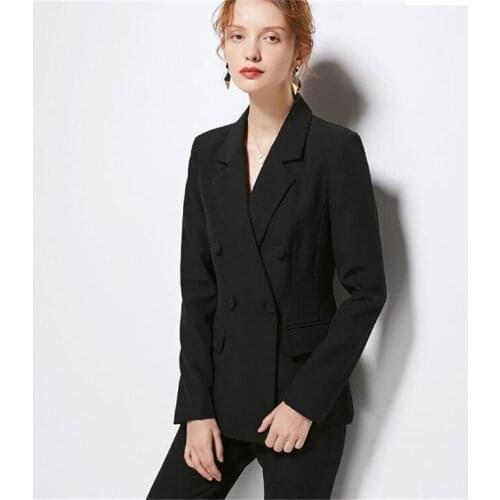 Black Double Breasted Women Suits Plus Size Custom Made Ladies Pantsuit Blazer+Pants for Work Pantsuit Wedding Party