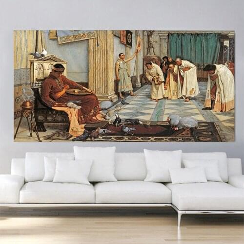 Citon William Waterhouse《The favourites of Emperor Honorius》Canvas Art Oil Painting Artwork Picture Wall Decor Home Decoration