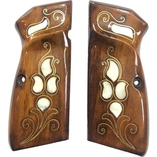 Belgium Browning Hp 14'lü Pearl Inlaid Laser Cut Wooden Grip Mod11