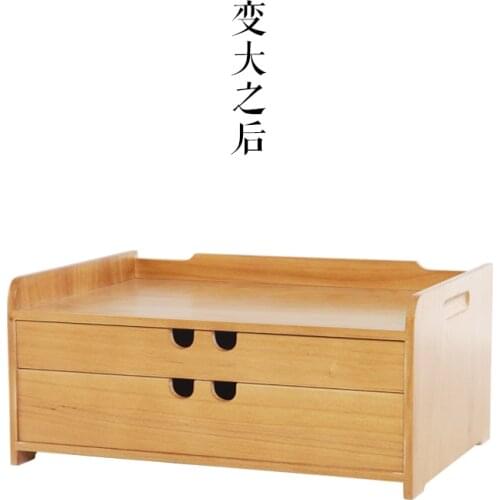 Japanese-style wooden wood folk art home office desktop storage box drawer jewelry stationery cosmetic storage layers