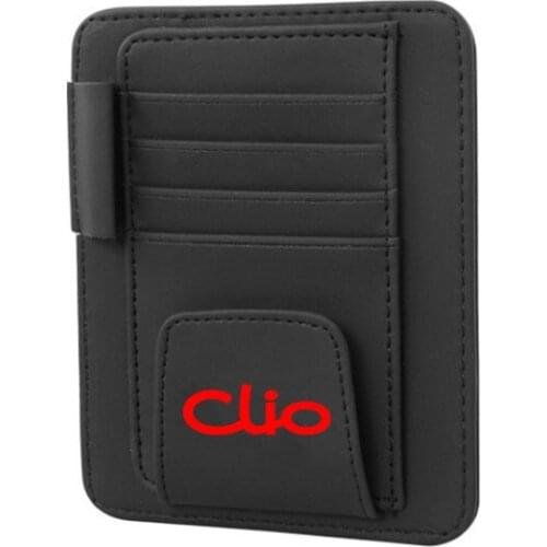 For Renault Clio Pu Leather Car Visor Card Storage Sun Visor Organizer Tool Pouch Bag Card Storage Pen Storage Glasses Holder
