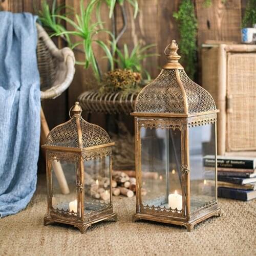 French Style Lamp Iron Portable Candlestick Courtyard Hanging Palace Horse Candle Home Decor Handmade collection of lucky crafts