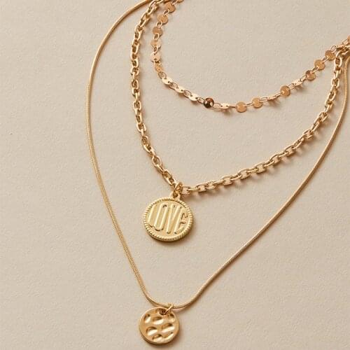 JINAO 2021 Trend High Quality Love Round Pendant Layered Accessories Chain Multilayer Necklace Men And Women For Gift