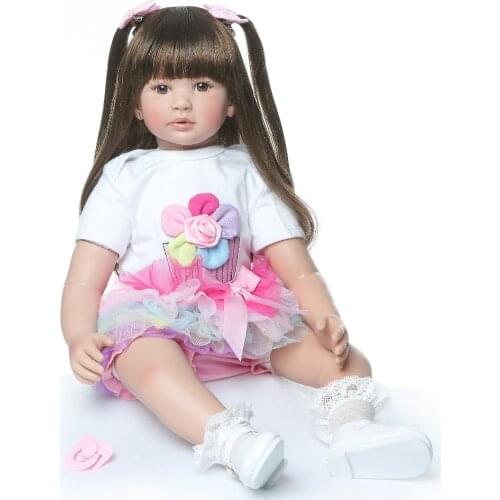 60CM big size reborn todder girl princess doll long soft hair comb fun toy soft touch lifelike real doll gift Christmas