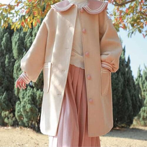 Preppy style kawaii jacket female Japanese JK sweet navy collar long sleeve coats chic Harajuku cute buttons Oversize Outerwear