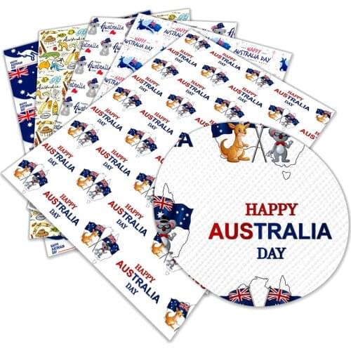 Australia Day A4 Leather Sheets Kangaroo Print Pattern Faux Leather Fabric for Bow Earring Making DIY Craft 22X30 cm