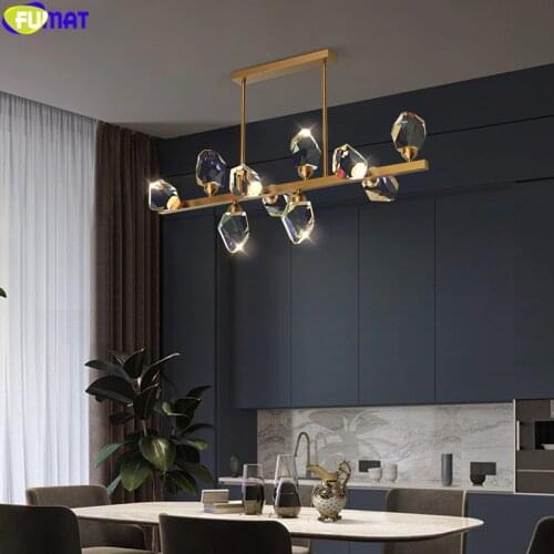FUMAT 2020 New Chandelier Ice Crystal Pendant Lamp Copper Frame Dinning Living Room Luxury Villa Hanging Light Fixture Lighting
