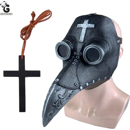 Plague Doctor Masks Latex Steam Punks Halloween Cosplay Steampunks Christianity Cross Masks Prop Carnival