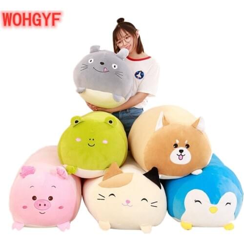 Cartoon Animals Pillow Sofa Cushion Stuffed Plush Pig/Totoro/Penguin/Cat/Dog/Frog Pillow Toys for Children Girls Birthday Gifts