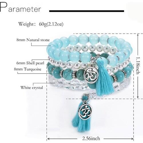 Couple Friendship Set Bracelet Natural Stone Turquoise Multi-circle Winding Charms Unisex For Girls Women Wedding Dainty Gift