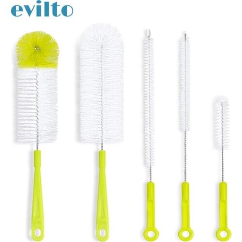 5pcs Baby Bottle Brush Set Long Handle Cleaning Brush 360-degree Rotating Clean Sponge Cup Water Bottle Glass Tube Cleaner Tools