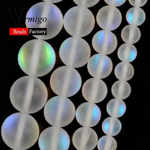 Natural Matte White Austrain Crystal Stone Round for Jewelry Making 6-12mm Beads Bracelet Necklace Accessories Wholesale