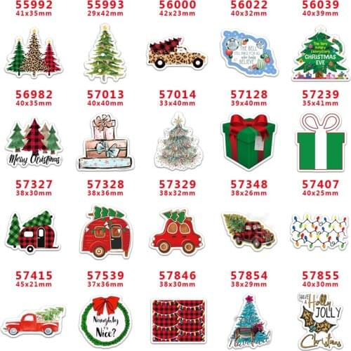 DIY Craft Supplies Sewing Accessories Cartoon Christmas Tree Printed Planar Resins Mold 30 Pieces. PR-55992