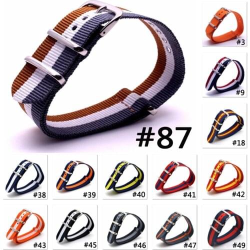 Colorful Braided Nylon Strap 16/18/20/22/24mm Nato Army Sport Replacement Watchband Substitute DW Woven Fabric Strap