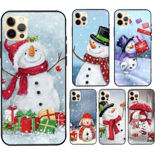 Merry Christmas Snowman For iPhone 12 Pro Max mini Case For iPhone 11 Pro Max XS X SE 2020 7 8 Plus XR Cover